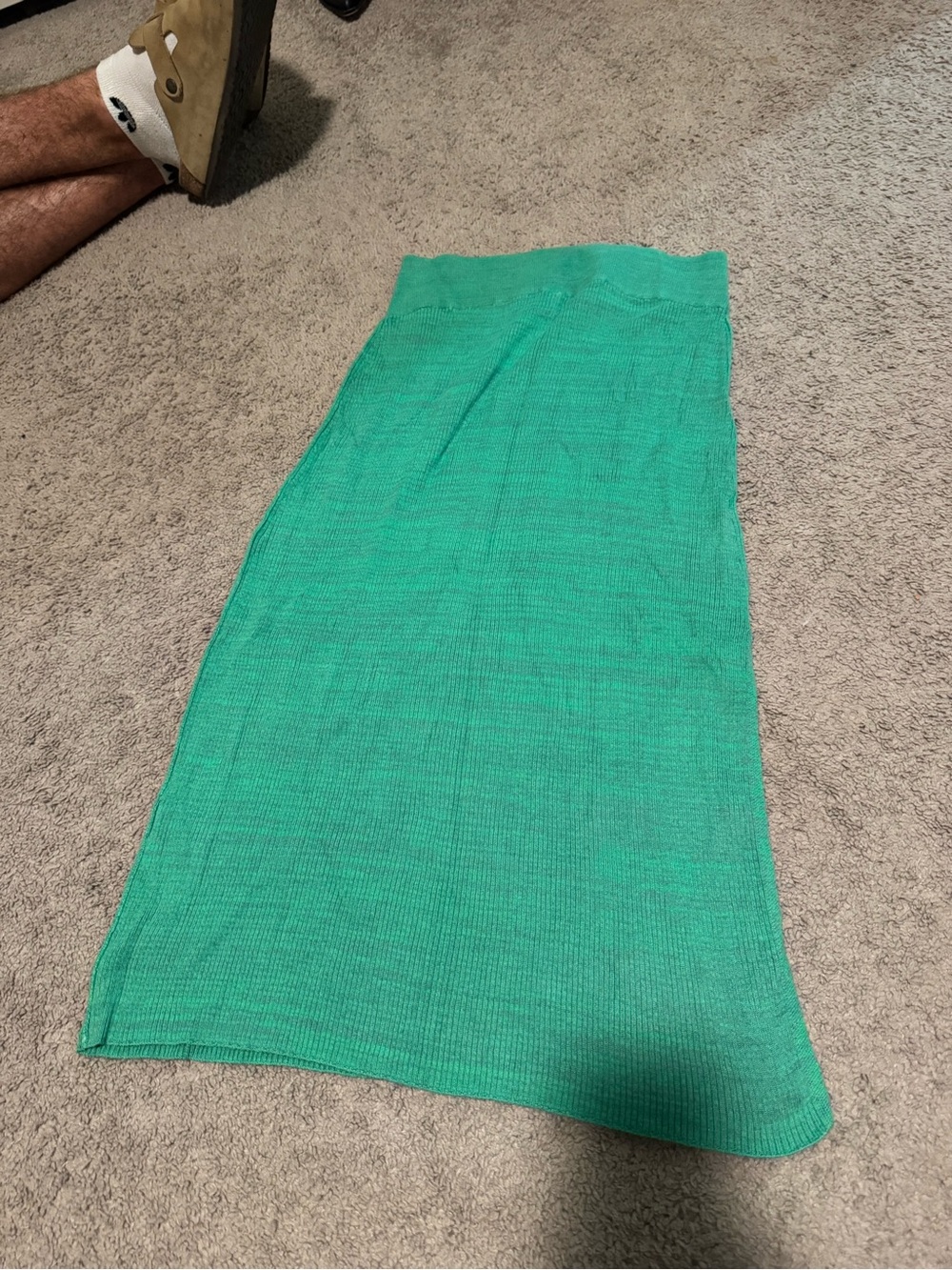 Free People Heathered Green Knit Ribbed Midi Skirt